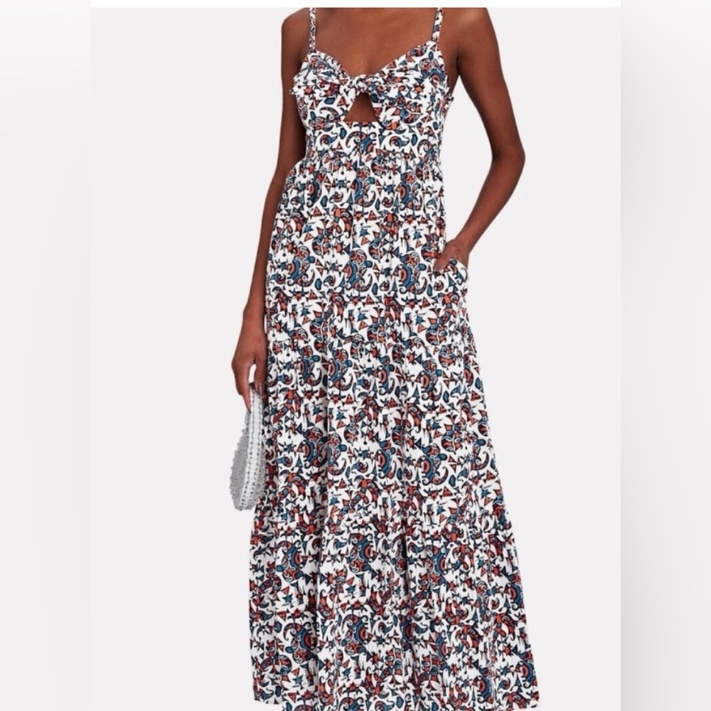 XiRENA Lolita Navy and Red Patterned Maxi Dress